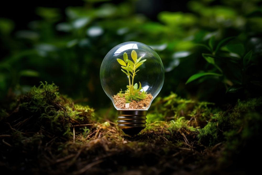 Light lightbulb outdoors growth. AI generated Image by rawpixel.