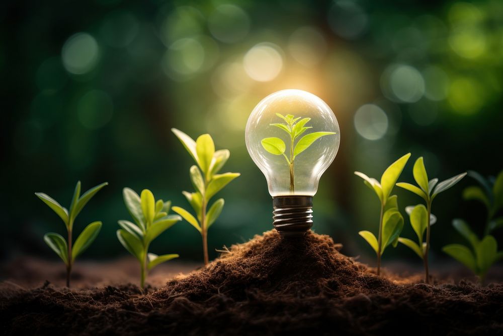 Light lightbulb growth plant. AI generated Image by rawpixel.