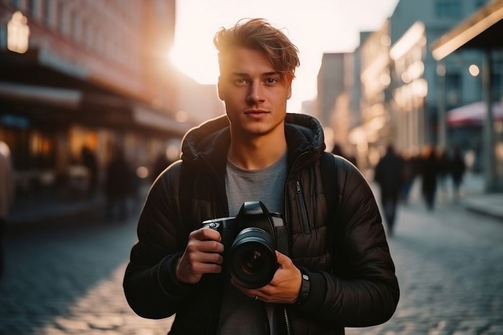 Young camera photography portrait. 