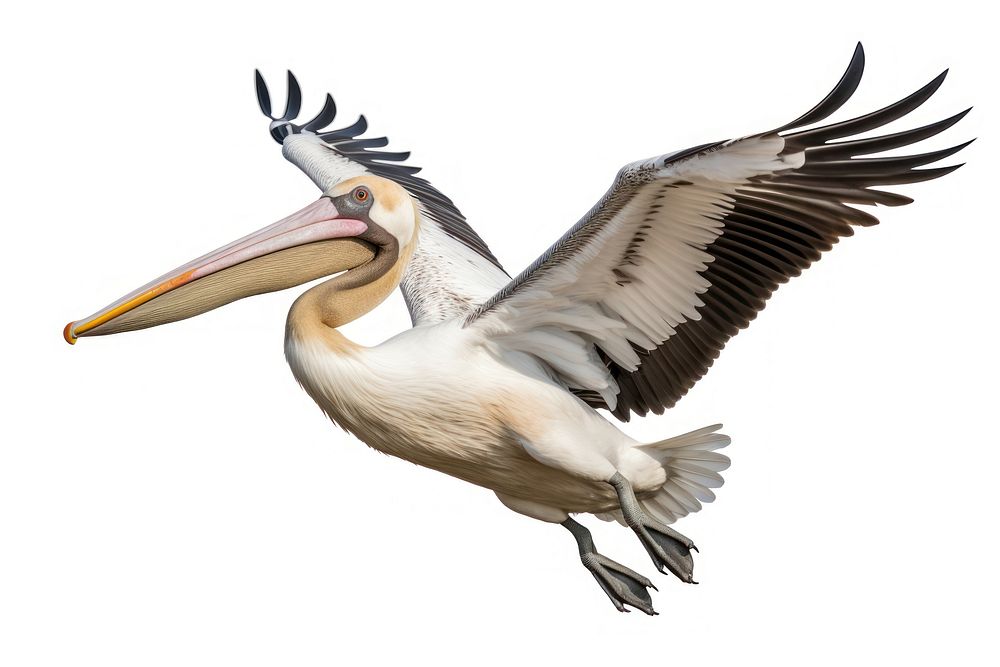 Pelican landing pelican animal bird. AI generated Image by rawpixel.