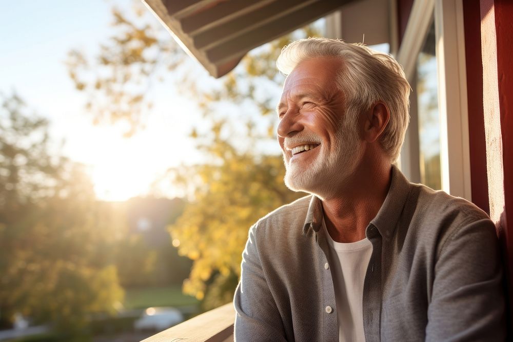 Senior looking adult smile. 