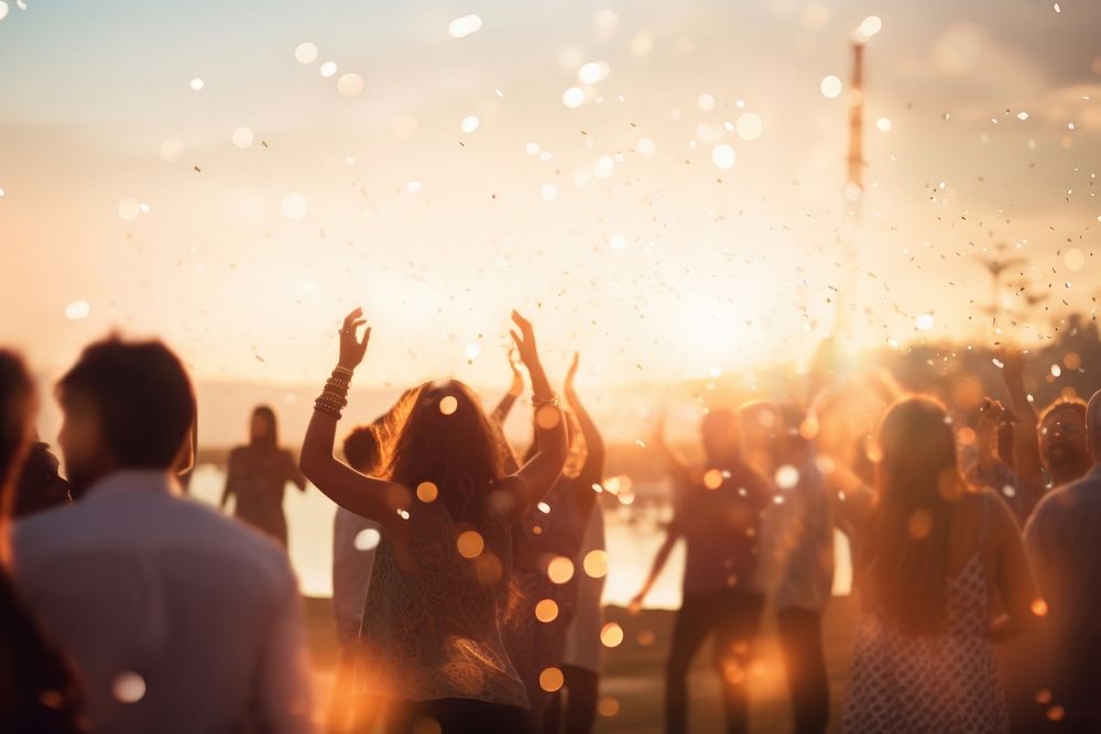 A seaside party defocused light adult. 