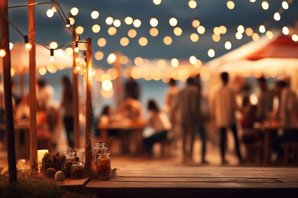 A seaside party defocused lighting outdoors. AI generated Image by rawpixel.