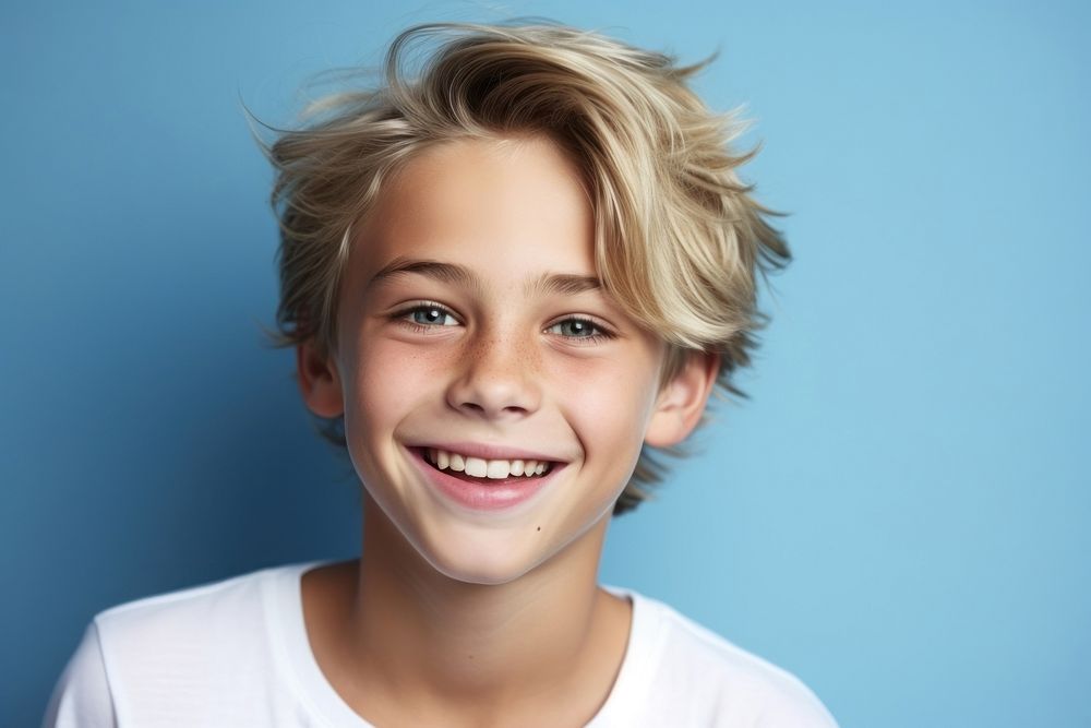 Teen boy portrait smiling smile. 