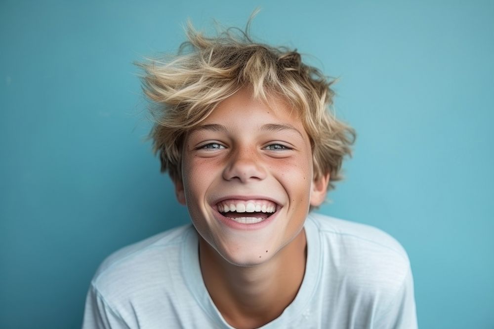 Teen boy laughing portrait smiling