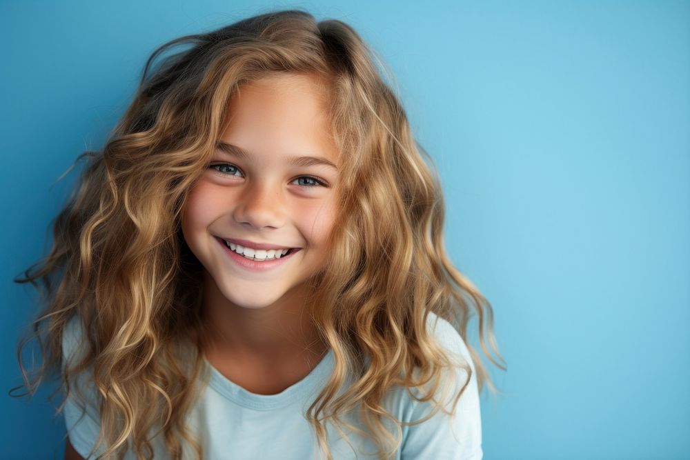 Teen girl portrait smiling child. 