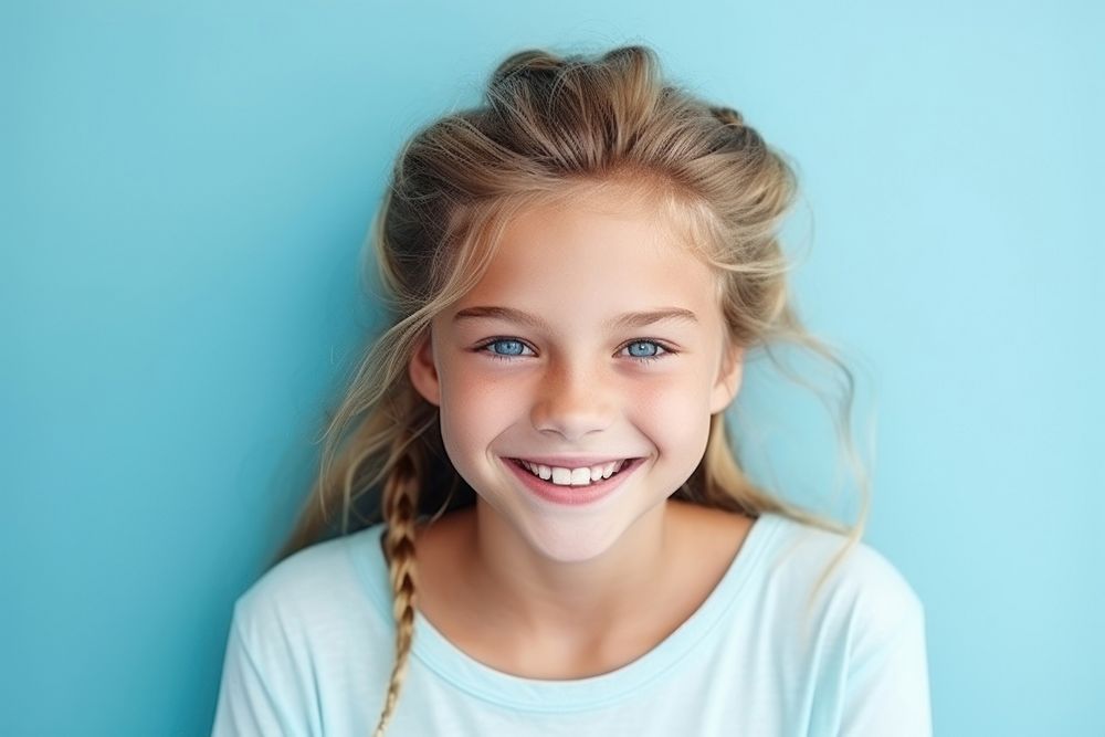 Teen girl portrait smiling child. AI generated Image by rawpixel.