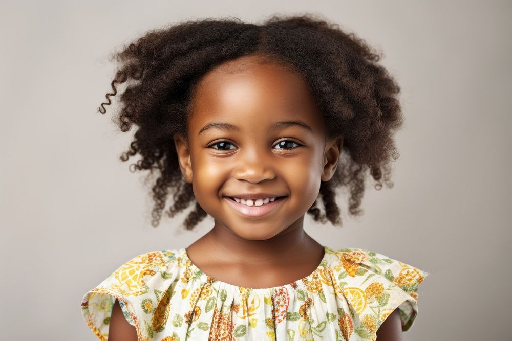 African little girl portrait smiling child. 