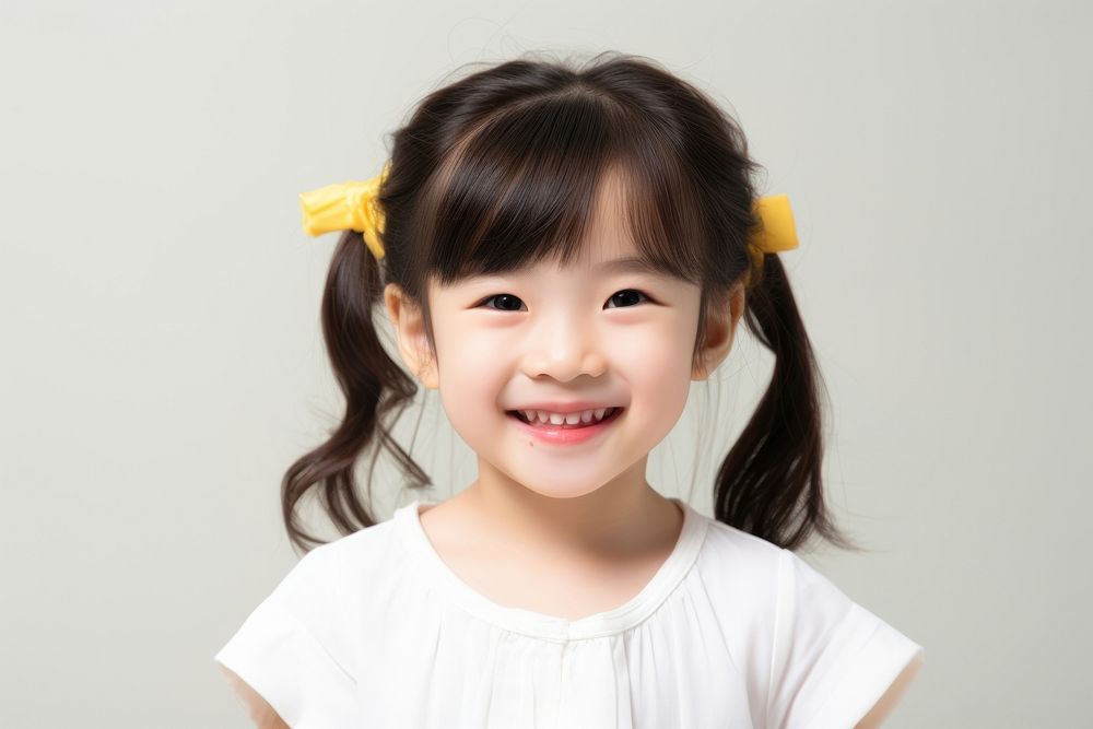 Asian little girl portrait smiling child. 