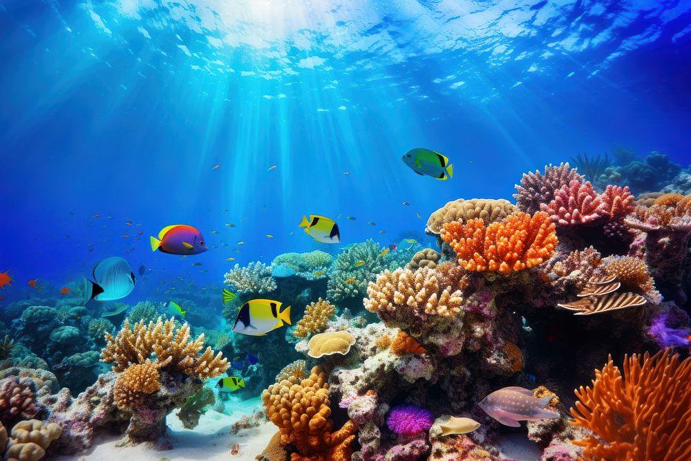 Underwater sea outdoors nature. AI generated Image by rawpixel.