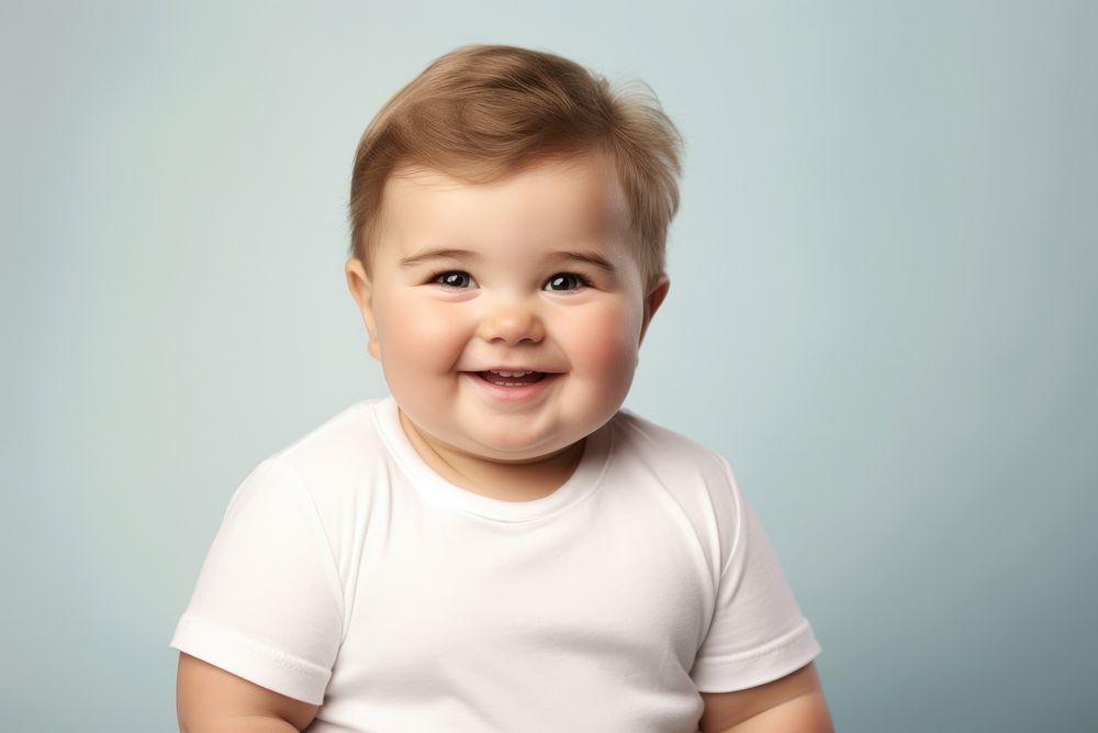 Little chubby boy portrait smiling smile. AI generated Image by rawpixel.