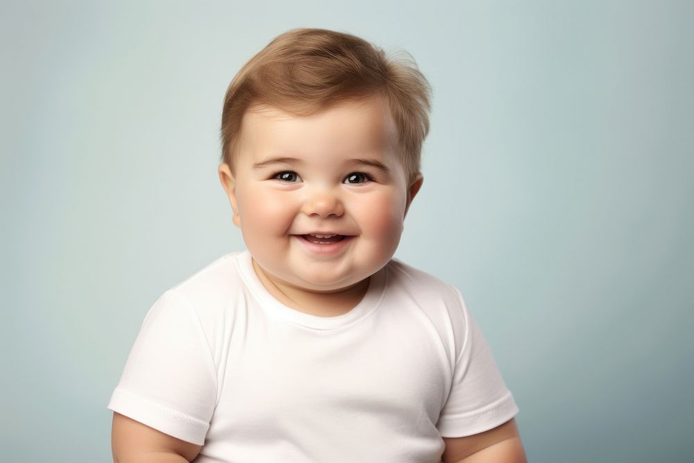 Little chubby boy portrait smiling smile. 