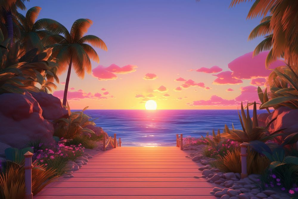 Landscape sunset sea outdoors. AI generated Image by rawpixel.