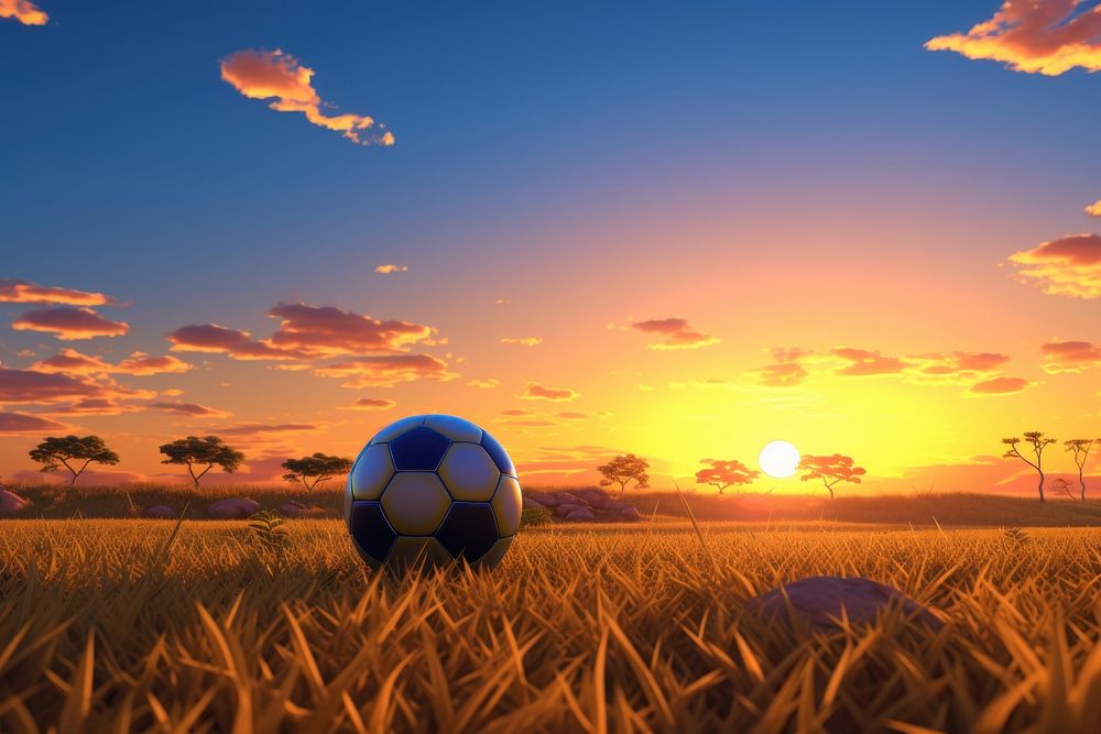 Sunset football landscape outdoors sports. 