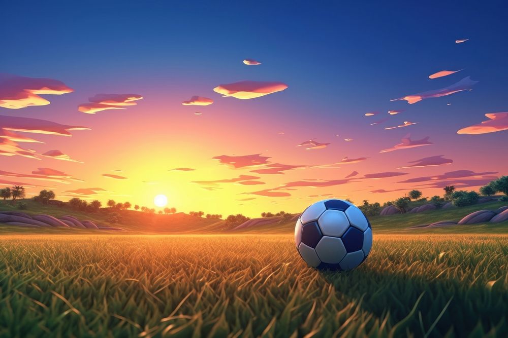 Sunset football landscape outdoors sports. AI generated Image by rawpixel.