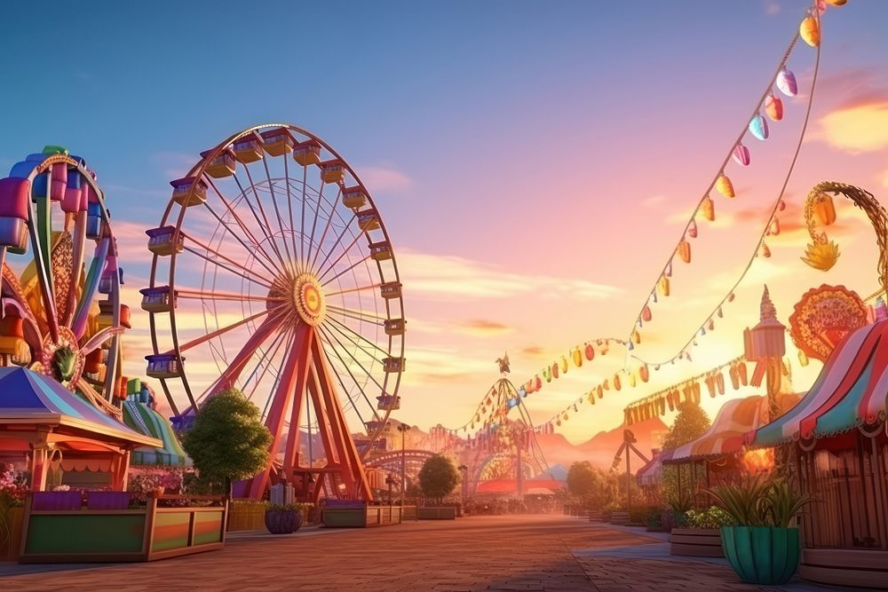 Outdoors carnival sunset fun. AI generated Image by rawpixel.