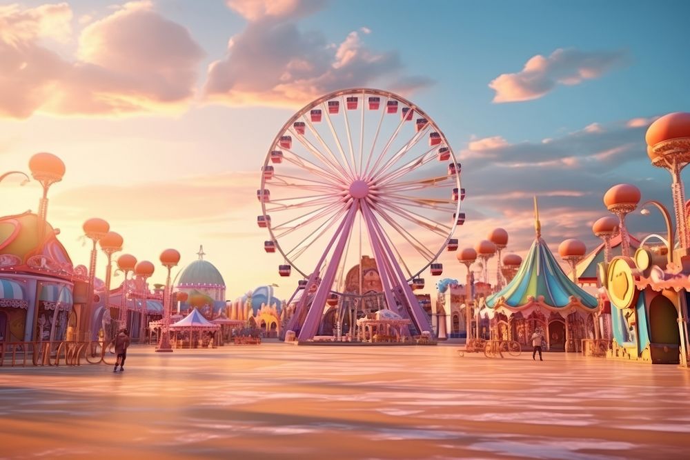 Landscape outdoors carnival sunset. AI generated Image by rawpixel.