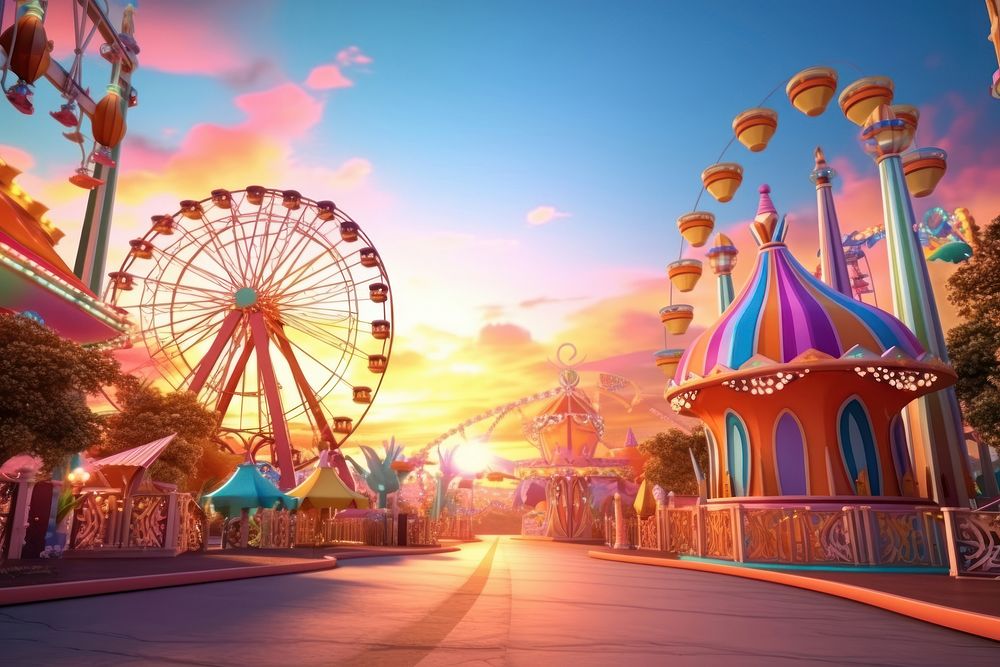 Outdoors carnival sunset fun. AI generated Image by rawpixel.