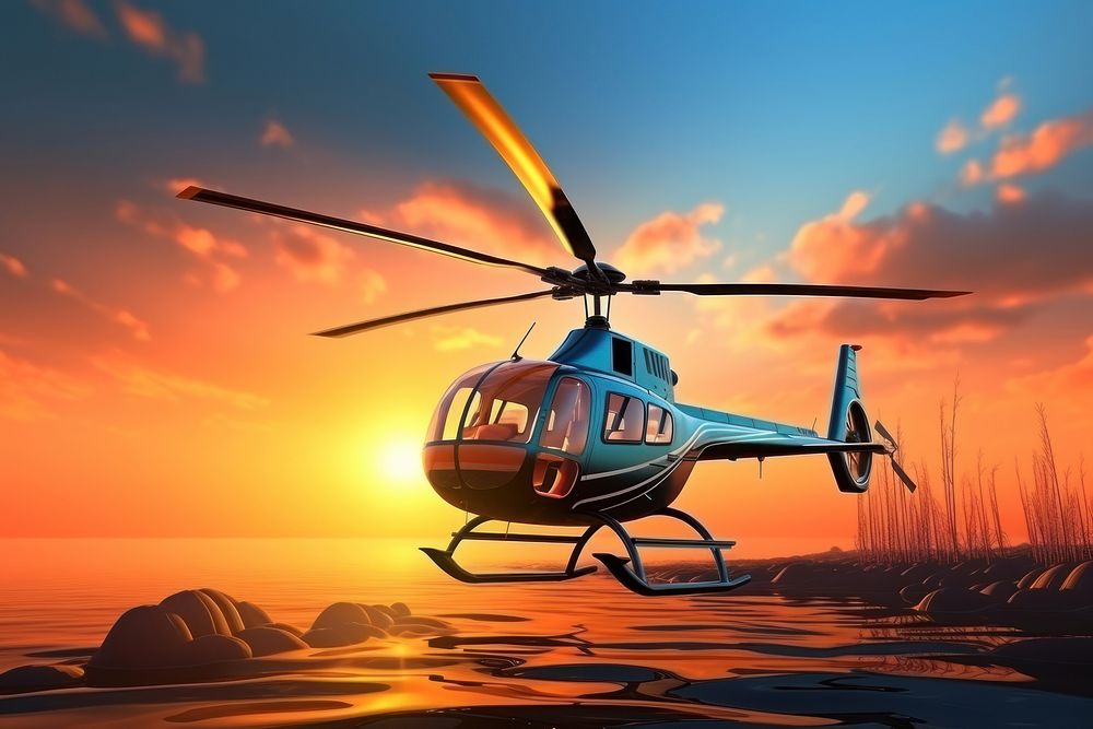Helicopter aircraft outdoors vehicle. AI generated Image by rawpixel.