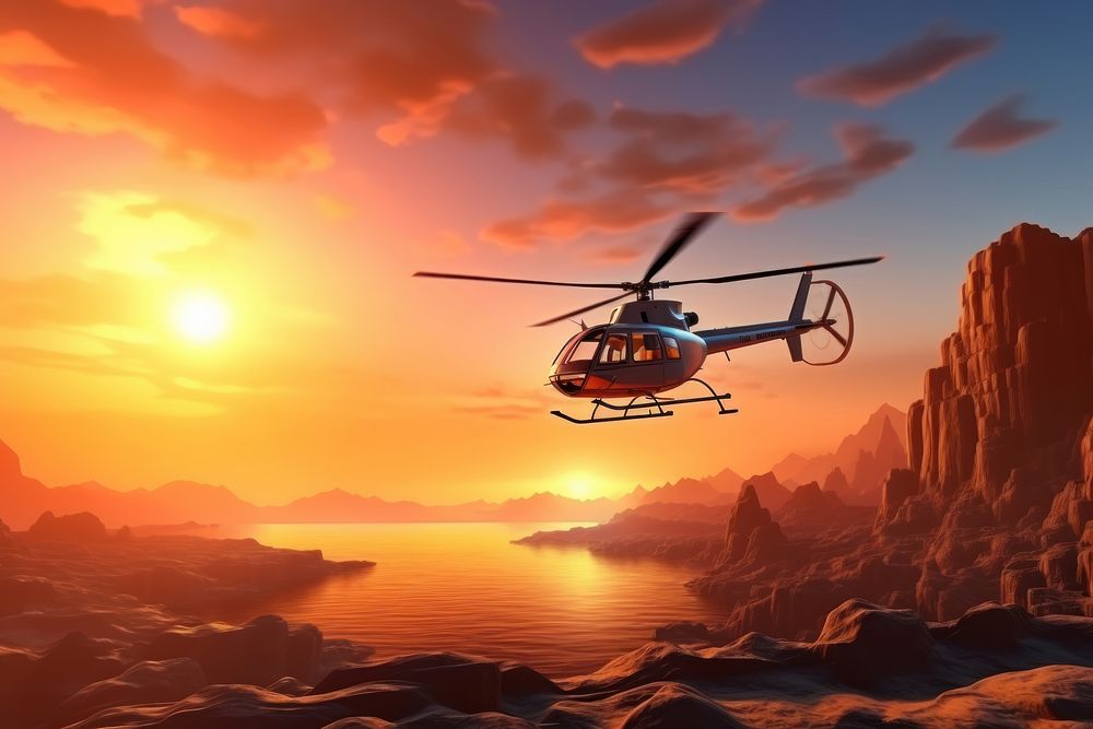 Helicopter outdoors landscape aircraft. 