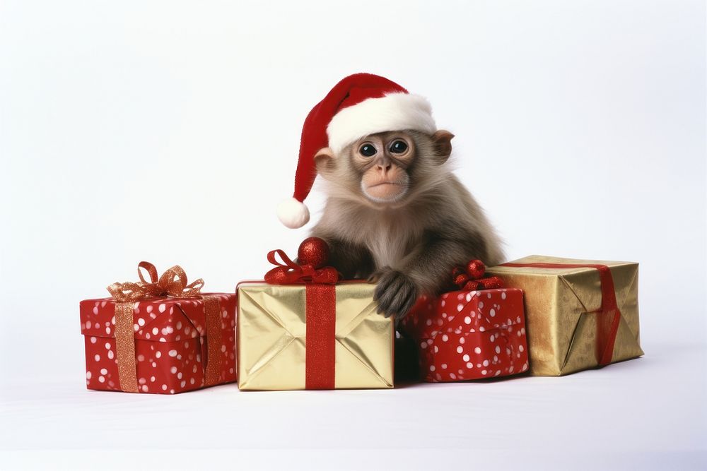 Christmas animal image mammal monkey celebration. AI generated Image by rawpixel.