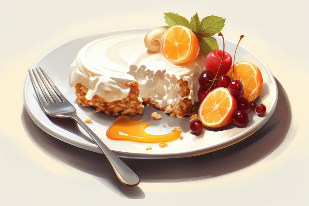 Food dessert fruit cream. AI generated Image by rawpixel.