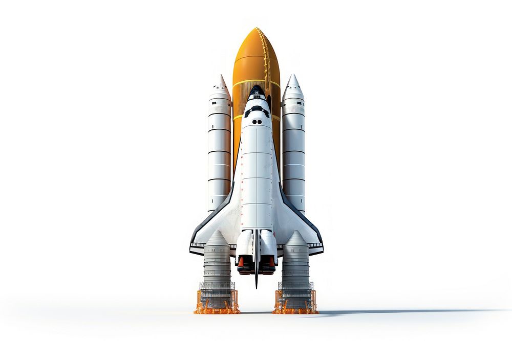 Launch vehicle aircraft rocket white background. AI generated Image by rawpixel.