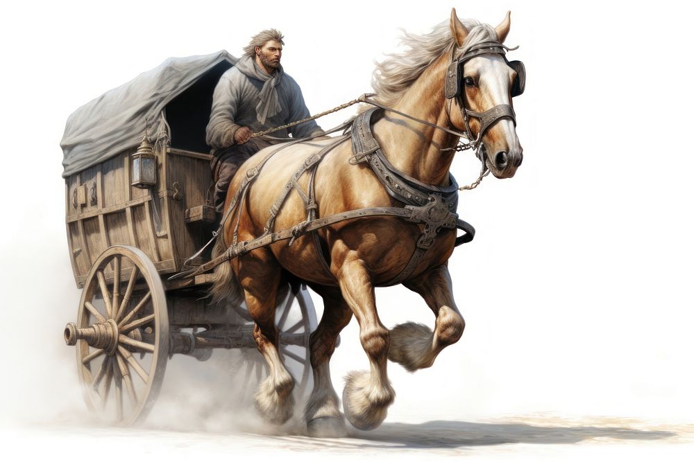 Horse wagon medeival running. AI generated Image by rawpixel.