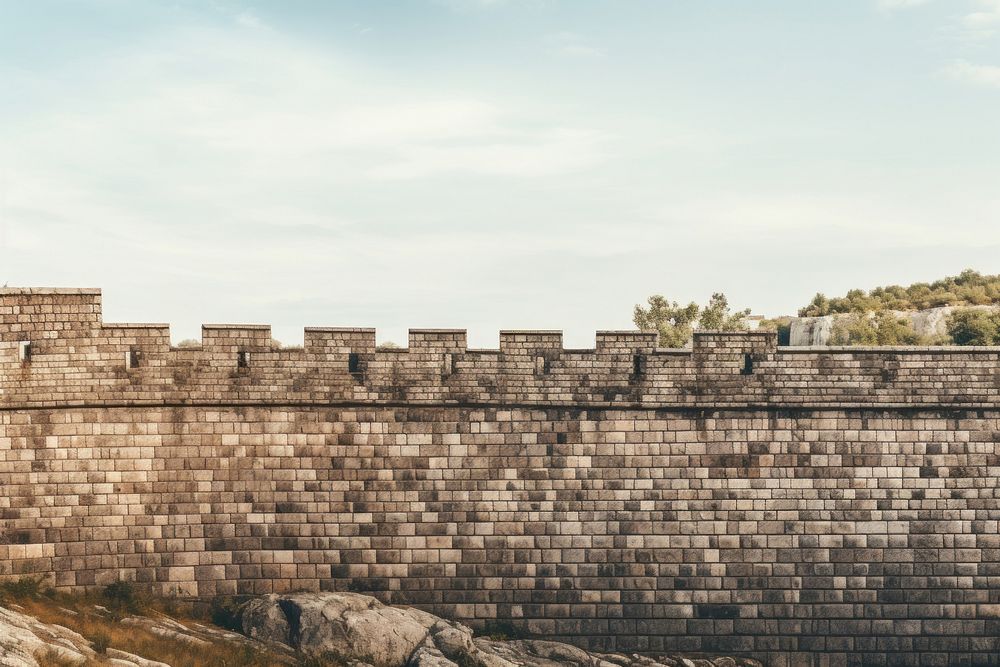 Medieval territory wall architecture building fortification. AI generated Image by rawpixel.