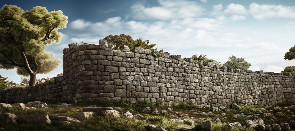 Medieval territory wall architecture outdoors plant. AI generated Image by rawpixel.