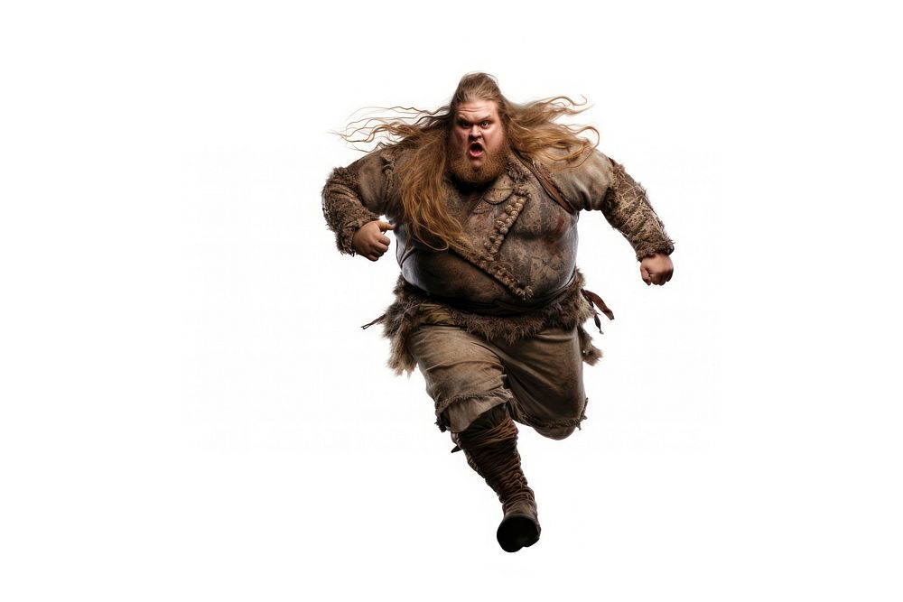 Viking fat adult white background aggression. AI generated Image by rawpixel.
