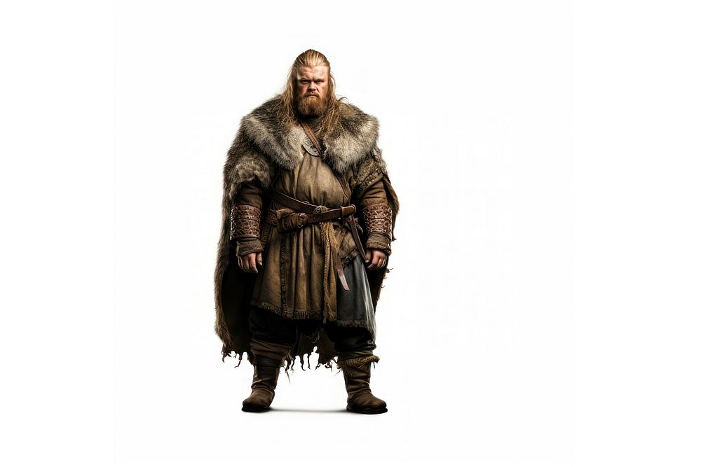 Viking fat adult fur white background. AI generated Image by rawpixel.
