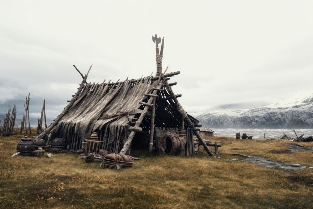 Viking field architecture building outdoors. AI generated Image by rawpixel.