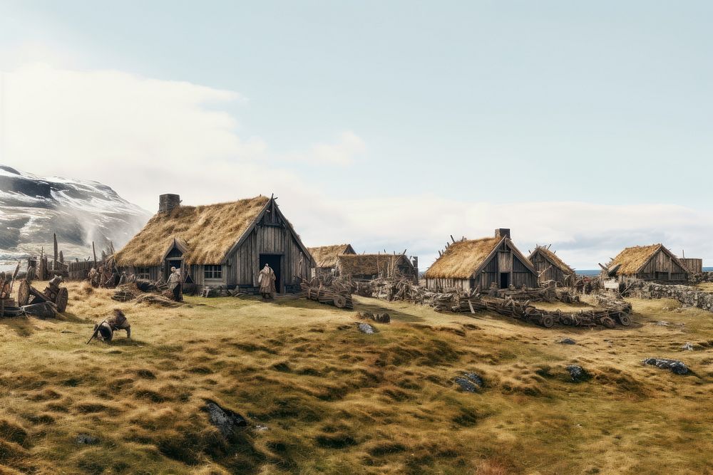 Viking field outdoors village nature. AI generated Image by rawpixel.