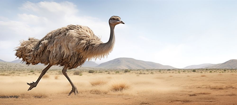Ostrich run outdoors nature animal. AI generated Image by rawpixel.