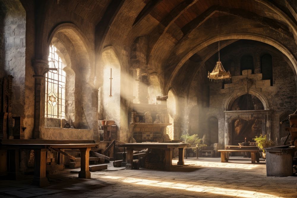 Medieval chilvary architecture building worship. AI generated Image by rawpixel.