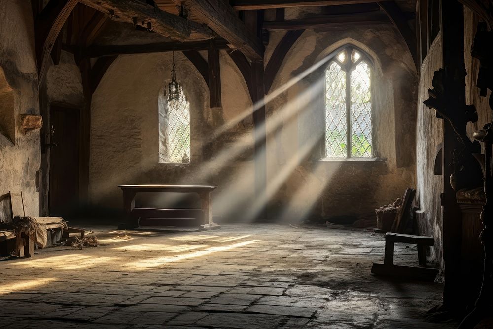 Medieval chilvary light crypt spirituality. AI generated Image by rawpixel.
