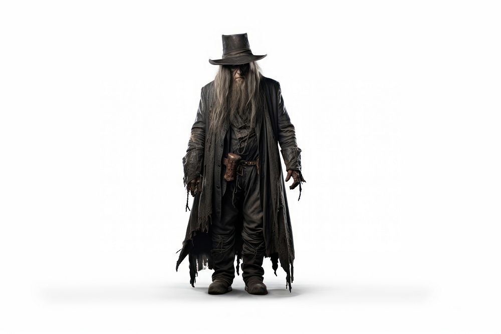 Old undertaker overcoat costume white background. AI generated Image by rawpixel.