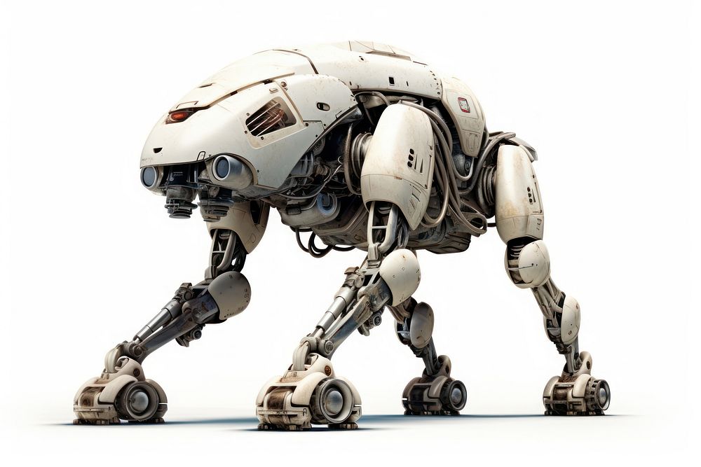 Pet type form robot mecha white background transportation. AI generated Image by rawpixel.
