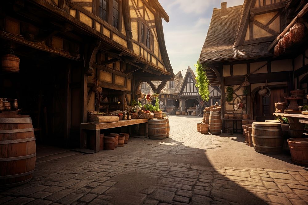 Medieval merchant friendly morning. AI generated Image by rawpixel.