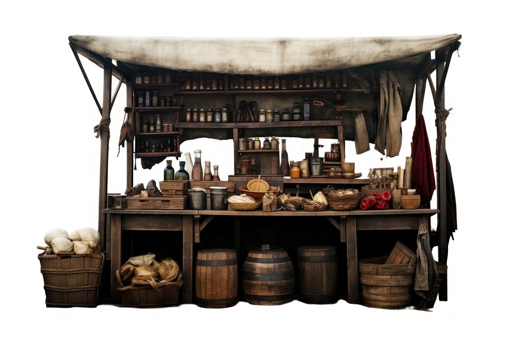 Merchant stall photo white background architecture. AI generated Image by rawpixel.