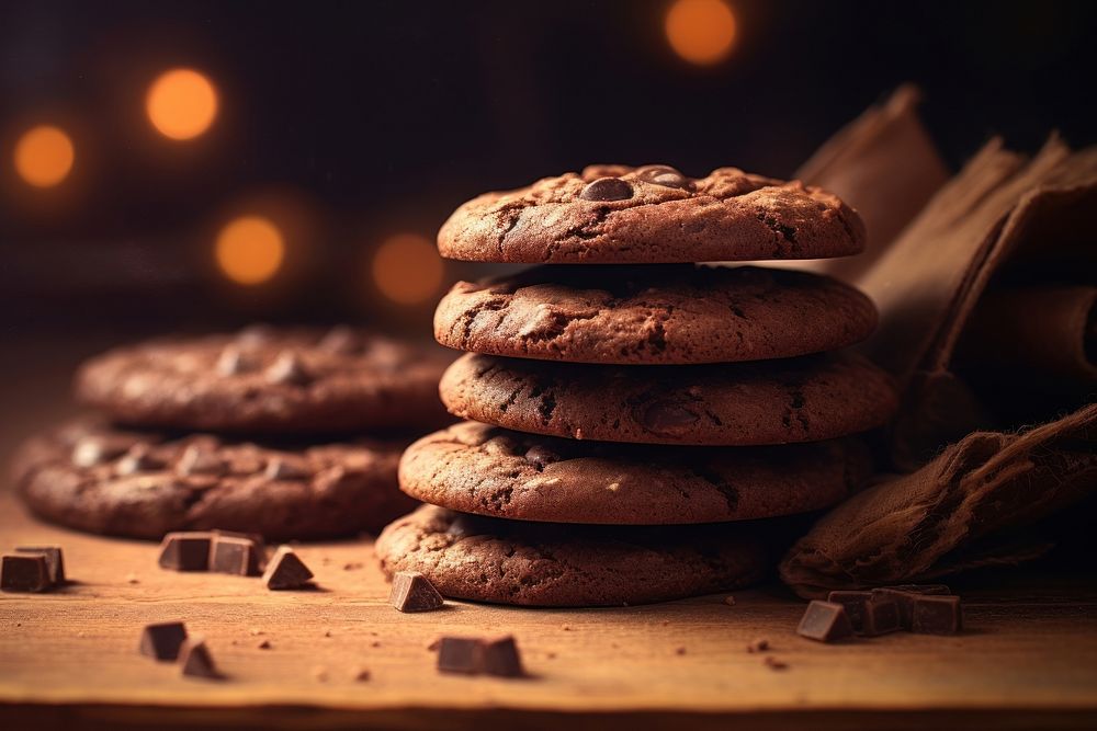 Chocolate sanwitch cookies photo real. AI generated Image by rawpixel.