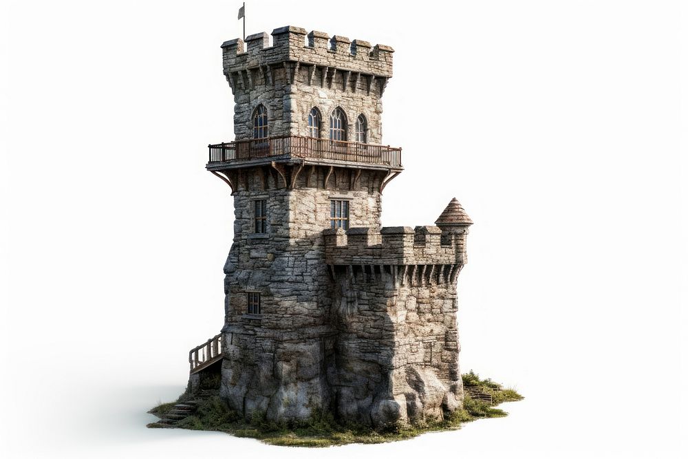 Watchtower photo stone castle. AI generated Image by rawpixel.