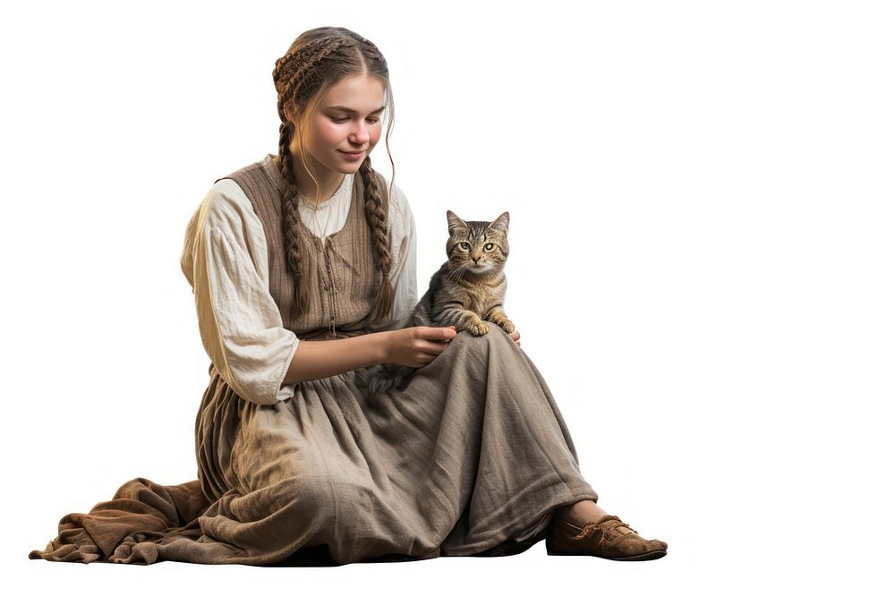 Holding photo cat villager girl. AI generated Image by rawpixel.