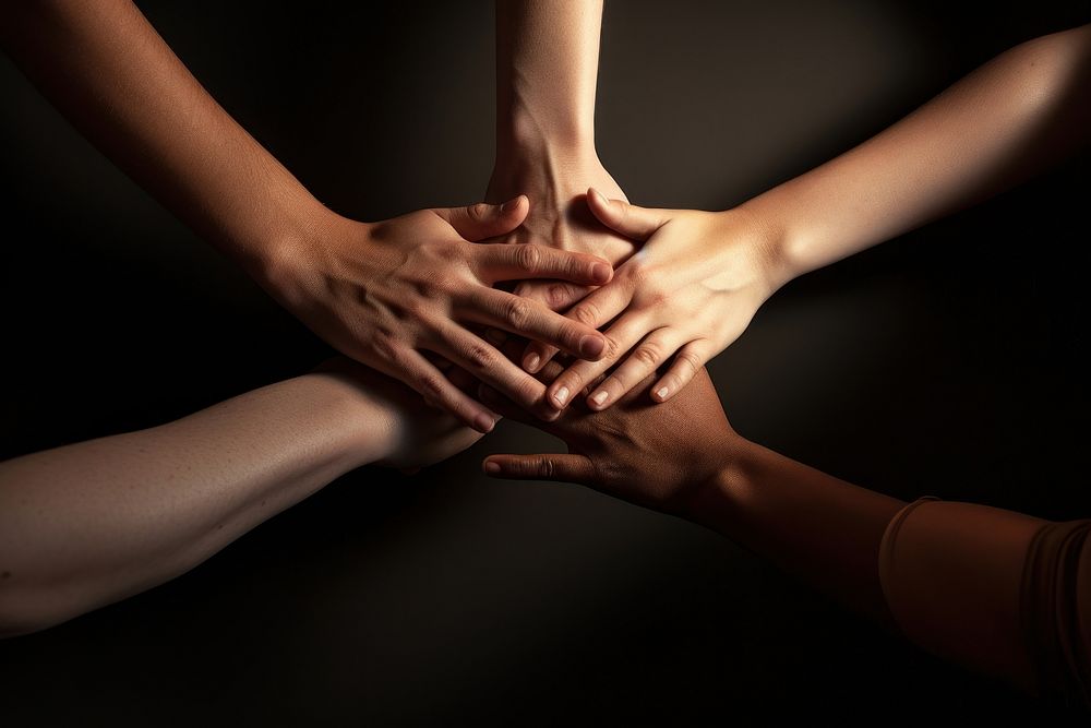 Put together teamwork 4 hands photo. AI generated Image by rawpixel.