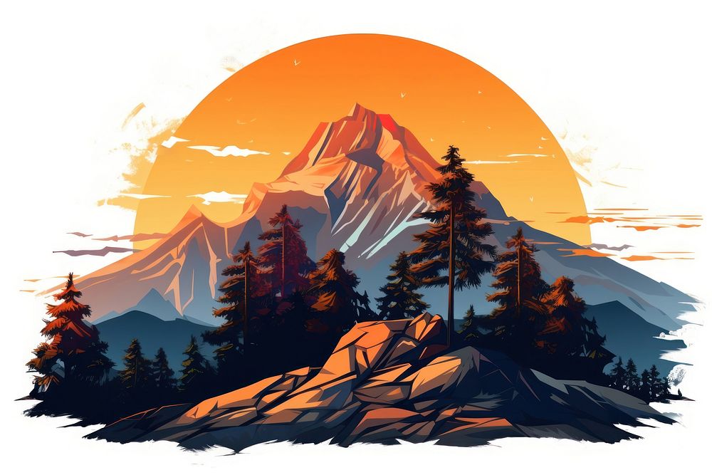 Sunset mountain wilderness landscape. AI generated Image by rawpixel.