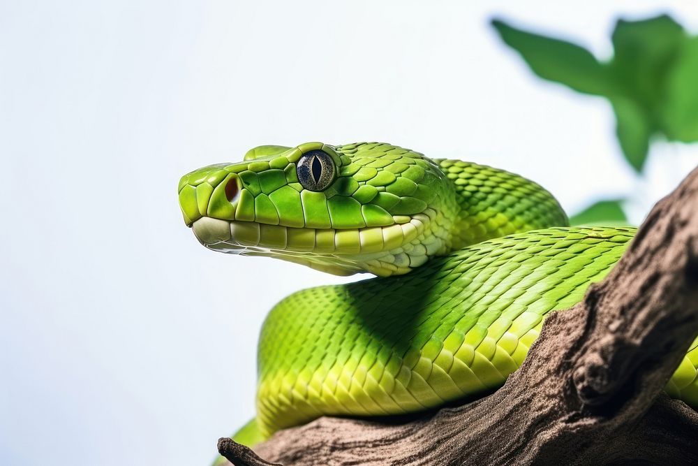 Trimeresurus macrops snake reptile animal. AI generated Image by rawpixel.