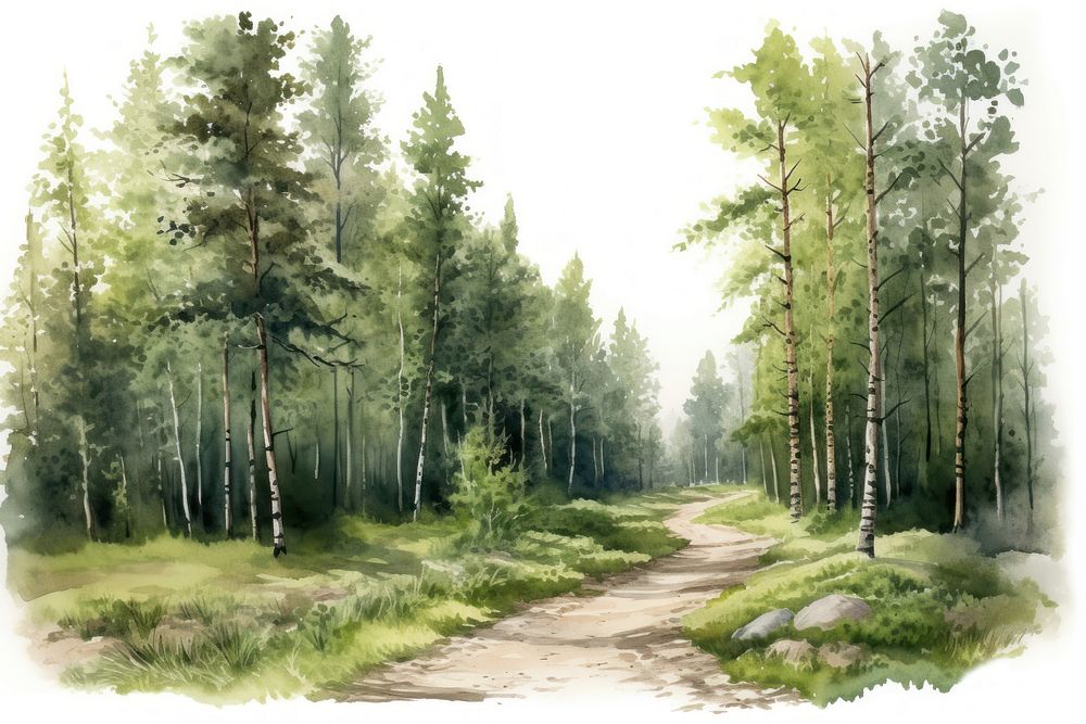 Forest road landscape outdoors woodland. AI generated Image by rawpixel.