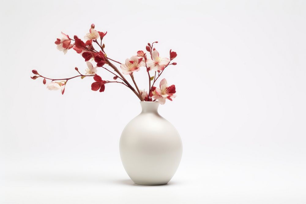 Aesthetic flower vase blossom plant white. AI generated Image by rawpixel.