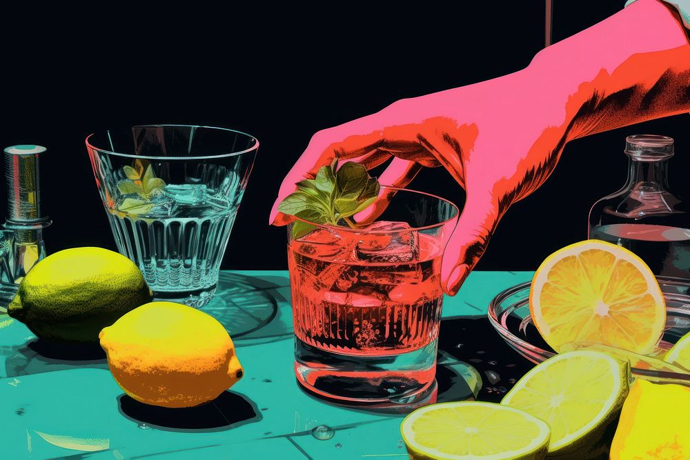 HANDS cocktail lemon fruit. AI generated Image by rawpixel.
